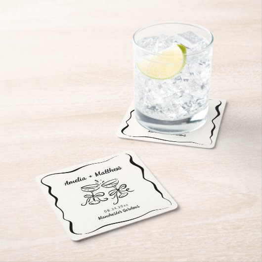 Modern & grillig Hand getekend Save the Date Kartonnen Onderzetters (Insitu)