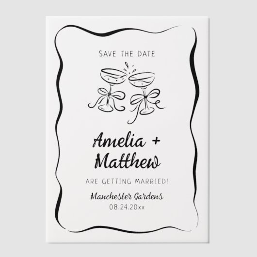 Modern & grillig Hand getekend Save the Date Vellum Uitnodigingen (Voorkant)