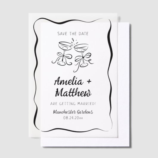 Modern & grillig Hand getekend Save the Date Vellum Uitnodigingen (Offset)