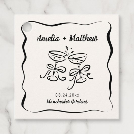 Modern & grillig Hand getrokken bruiloft Bedankjes Labels (Voorkant)