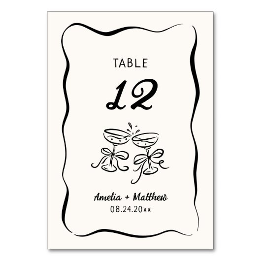 Modern & grillig Hand getrokken bruiloft Kaart (Voorkant)