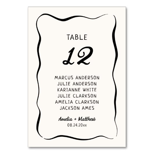 Modern & grillig Hand getrokken bruiloft Kaart (Voorkant)