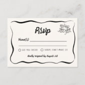 Modern & grillig Hand getrokken bruiloft RSVP Informatiekaartje (Voorkant)