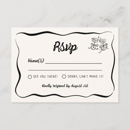 Modern & grillig Hand getrokken bruiloft RSVP Informatiekaartje (Voorkant)
