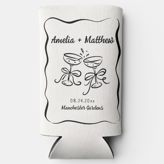 Modern & grillig Hand getrokken bruiloft Seltzer Blikjeskoeler (Voorkant)