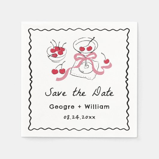 Modern & grillig Hand getrokken bruiloft Servet (Voorkant)