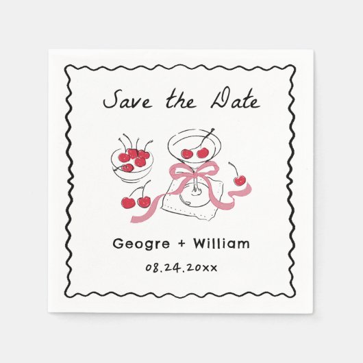 Modern & grillig Hand getrokken bruiloft Servet (Voorkant)