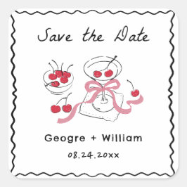 Modern & grillig Hand getrokken bruiloft Vierkante Sticker