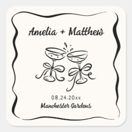 Modern & grillig Hand getrokken bruiloft Vierkante Sticker