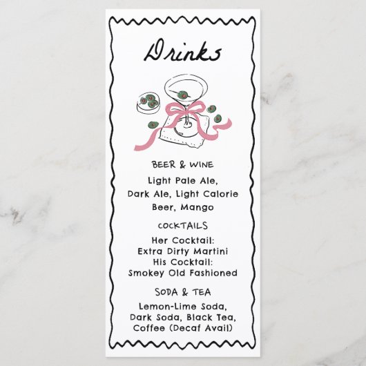 Modern & grillig handgetekend diner & Drinken Menu (Achterkant)