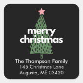 Modern grillig kerstretour adreslabel vierkante sticker (Voorkant)