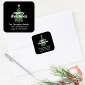 Modern grillig kerstretour adreslabel vierkante sticker