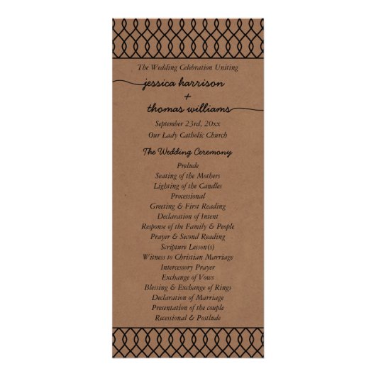 Modern grillig kraft huwelijksprogramma reclamekaart (Voorkant)