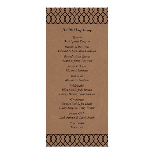 Modern grillig kraft huwelijksprogramma reclamekaart (Achterkant)