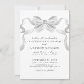 Modern grillig lint boog elegante bruiloft kaart (Voorkant)