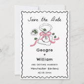 Modern & grillig roze Martini Hand getrokken bruil Kaart (Voorkant)