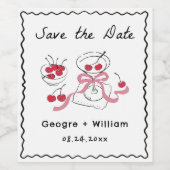 Modern & grillig roze Martini Hand getrokken bruil Wijn Etiket (Enkel label)