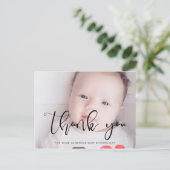 Modern grillig script Baby shower dank u Briefkaart (Staand voorkant)