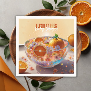 Modern grillig Sinaasappel Citrus Photo Baby showe Servet
