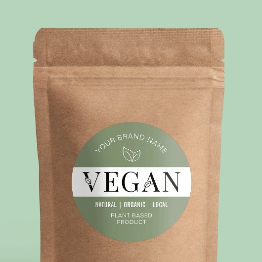 Modern groen 100% vegan productlabel ronde sticker