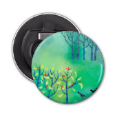 Modern groen Abstract landschap Button Flesopener (Voorkant)