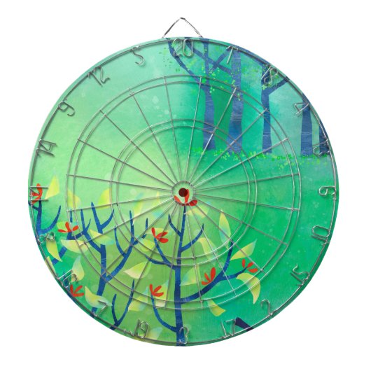 Modern groen Abstract landschap Dartbord (Voorkant)