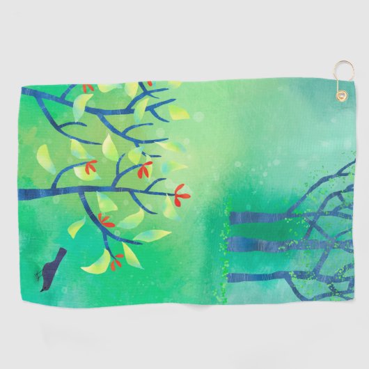 Modern groen Abstract landschap Golfhanddoek (Horizontaal)