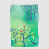 Modern groen Abstract landschap Golfhanddoek (Voorkant)