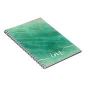 Modern groen Abstract marmer met Initialen - Notitieboek (Rechterzijde)