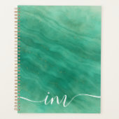 Modern groen Abstract marmer met Initialen - Planner (Voorkant)