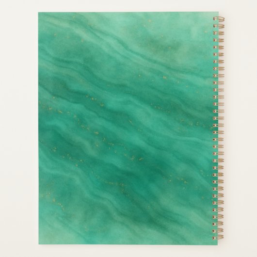 Modern groen Abstract marmer met Initialen - Planner (Achterkant)