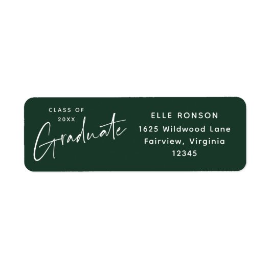Modern groen Afstuderen retouradres Etiket (Voorkant)