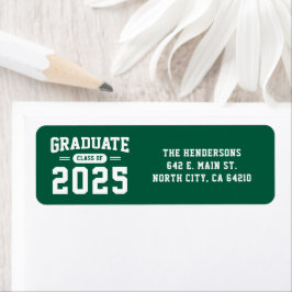 Modern groen Afstuderen retouradreslabel Etiket