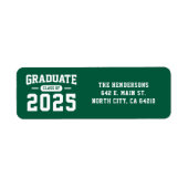 Modern groen Afstuderen retouradreslabel Etiket (Voorkant)