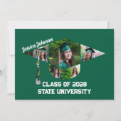 Modern Groen Afstuderen Vorm Foto Collage Party Kaart (Voorkant)