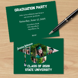 Modern Groen Afstuderen Vorm Foto Collage Party Kaart