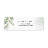 Modern groen aquarel gebladerte adres etiket (Voorkant)