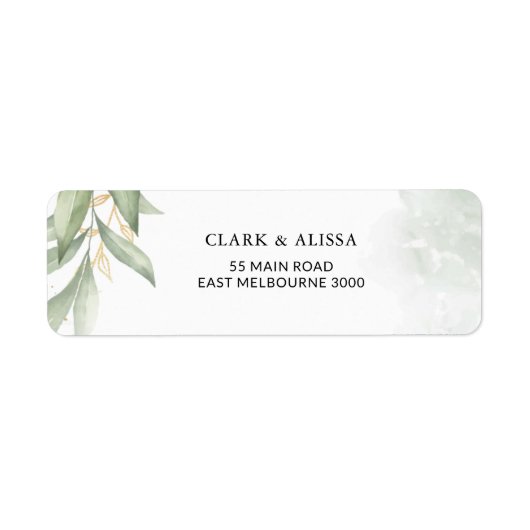 Modern groen aquarel gebladerte adres etiket (Voorkant)