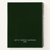 Modern groen artistiek zakboek met naam Notitieboe Notitieboek (Achterkant)