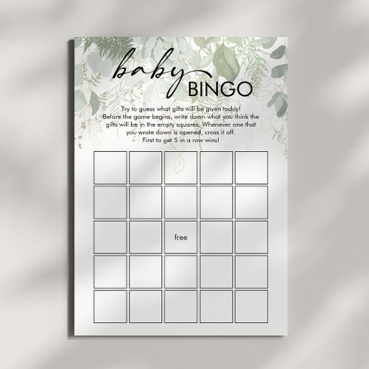 Modern groen Baby shower Baby Bingo Kaart