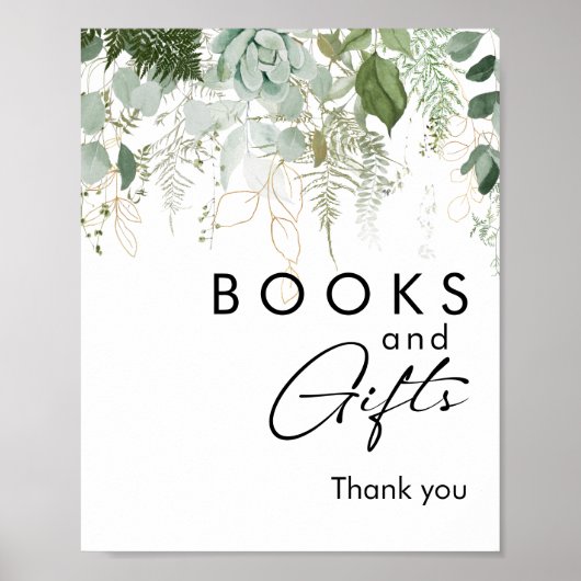 Modern groen Baby shower boeken en geschenken Poster (Voorkant)