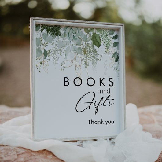 Modern groen Baby shower boeken en geschenken Poster