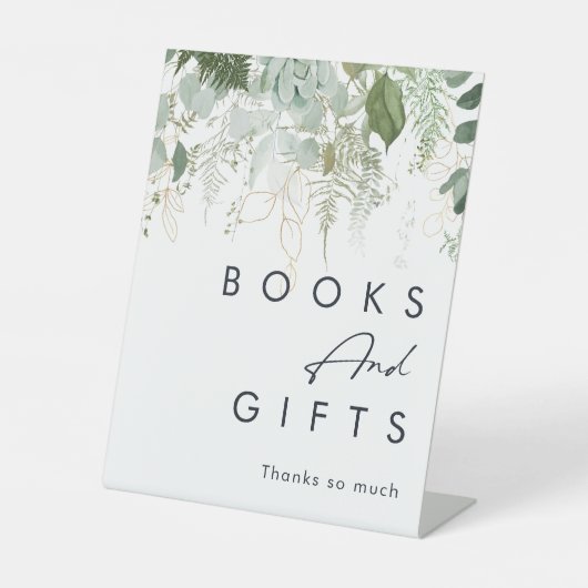 Modern groen Baby shower boeken en geschenken Reclamebord Met Voetstuk (Voorkant)