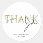 Modern groen Baby shower dank je wel Ronde Sticker (Voorkant)