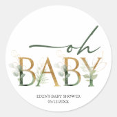 Modern groen Baby shower Favor Ronde Sticker (Voorkant)
