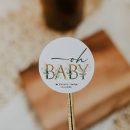 Modern groen Baby shower Favor Ronde Sticker