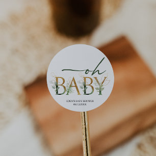 Modern groen Baby shower Favor Ronde Sticker