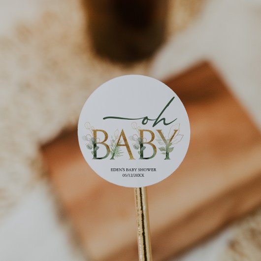 Modern groen Baby shower Favor Ronde Sticker