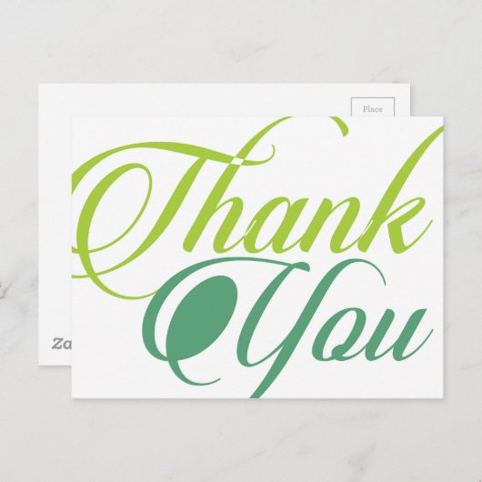 Modern Groen bedankt script Briefkaart (Voorkant / Achterkant)