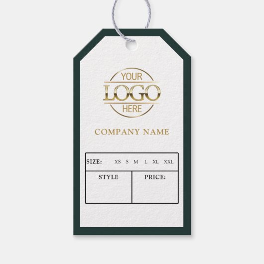 Modern groen bedrijfslogo kleding prijs hangtag cadeaulabel (Voorkant)